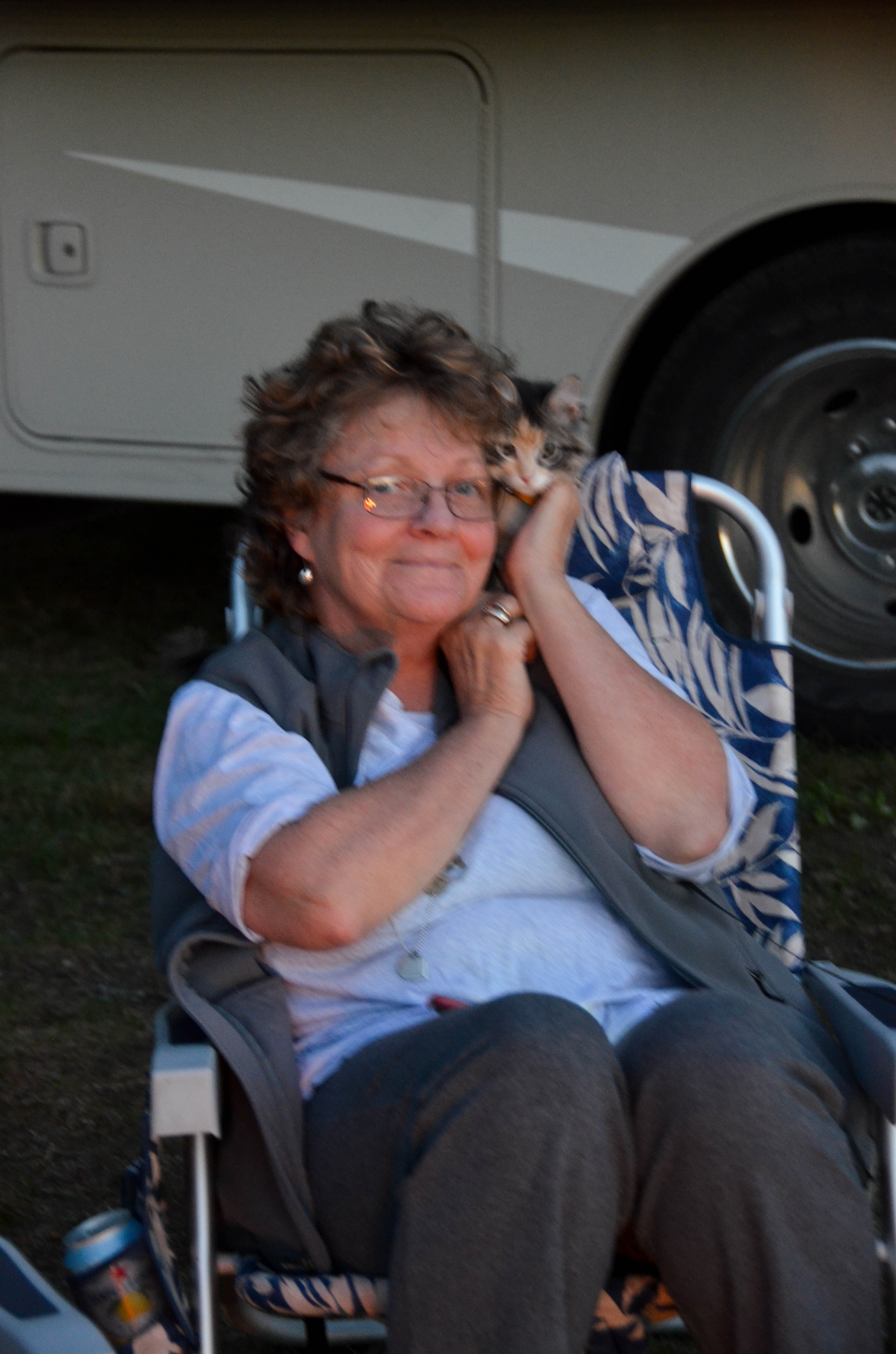 Kate and her kitty perch.