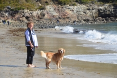 Barefoot on the beach.