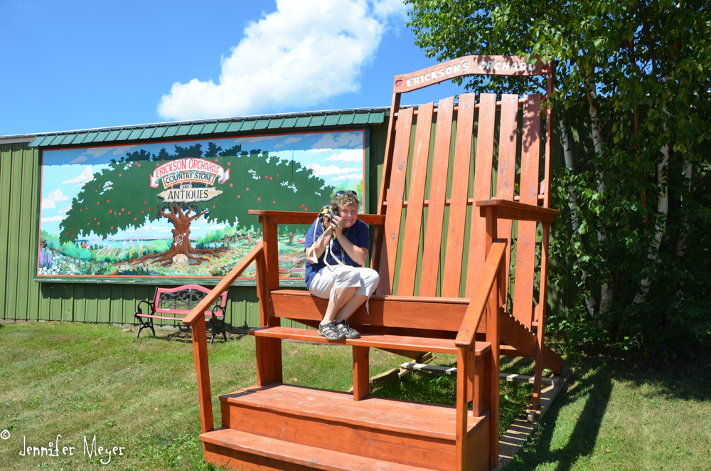 We drove on a country road and stopped at a couple of orchards.