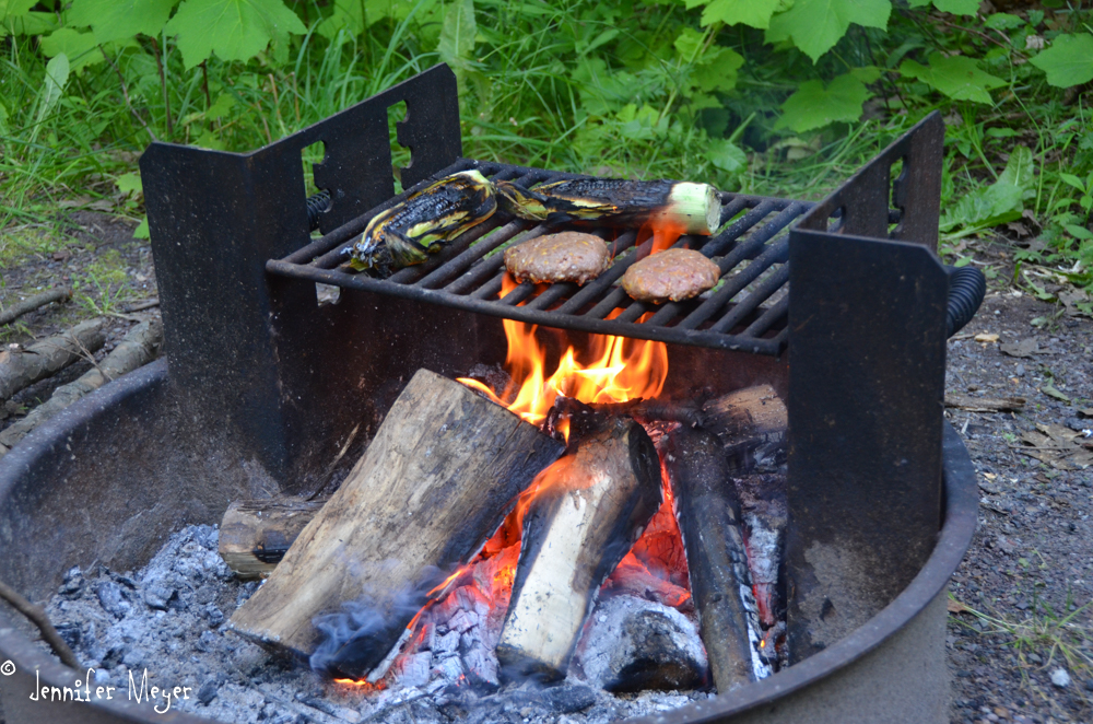 And we grilled burgers and corn over the fire.