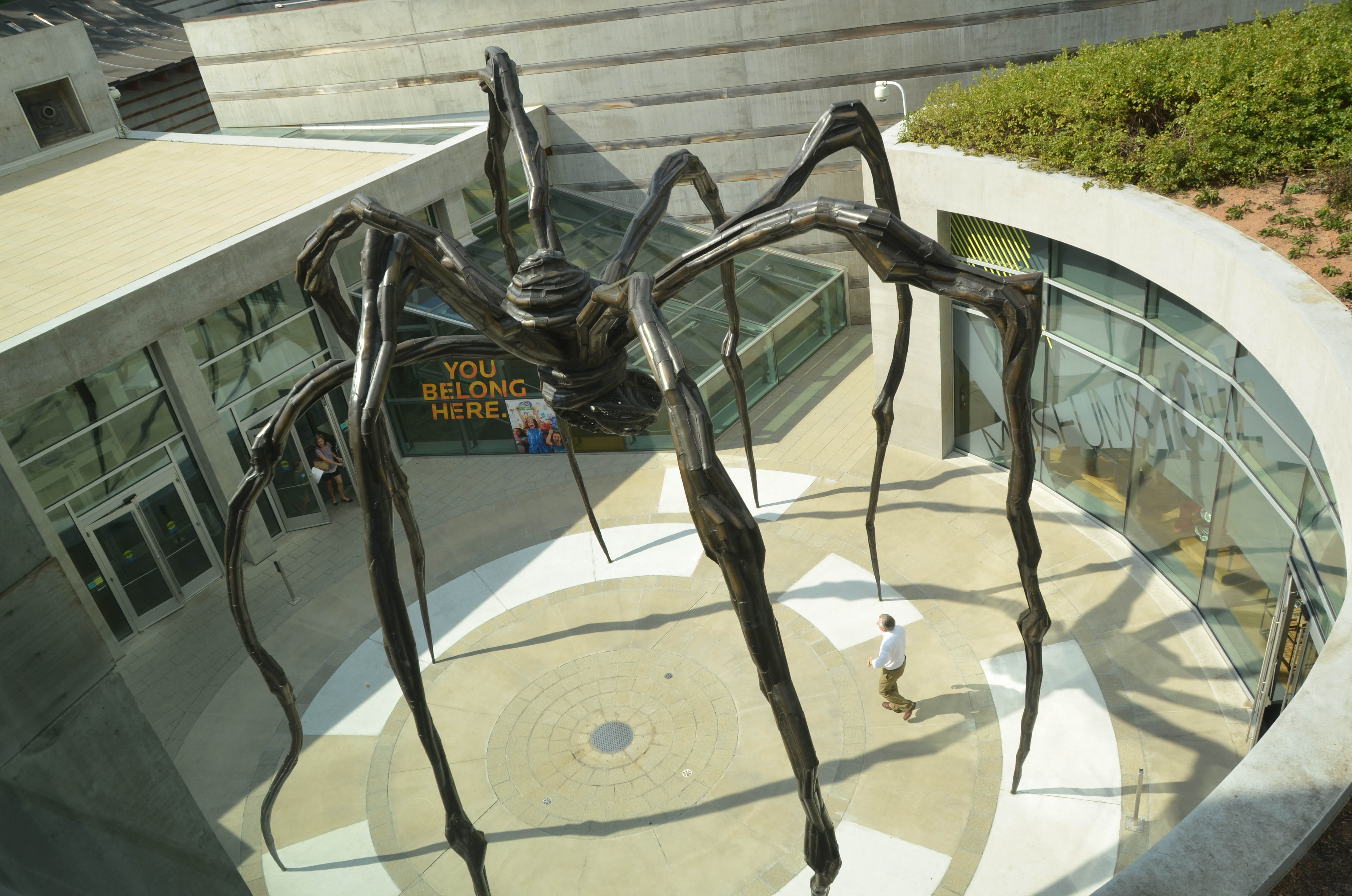 Spider sculpture in the courtyard.