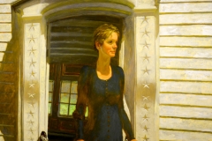Jamie Wyeth's wife, Phillys, emerging from their lighthouse after a long illness.