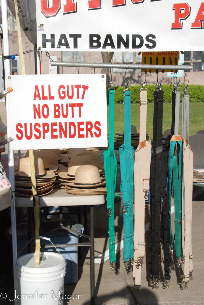 Suspenders and hats.