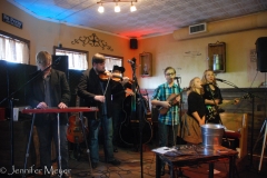 Family of country singers in the cafe.