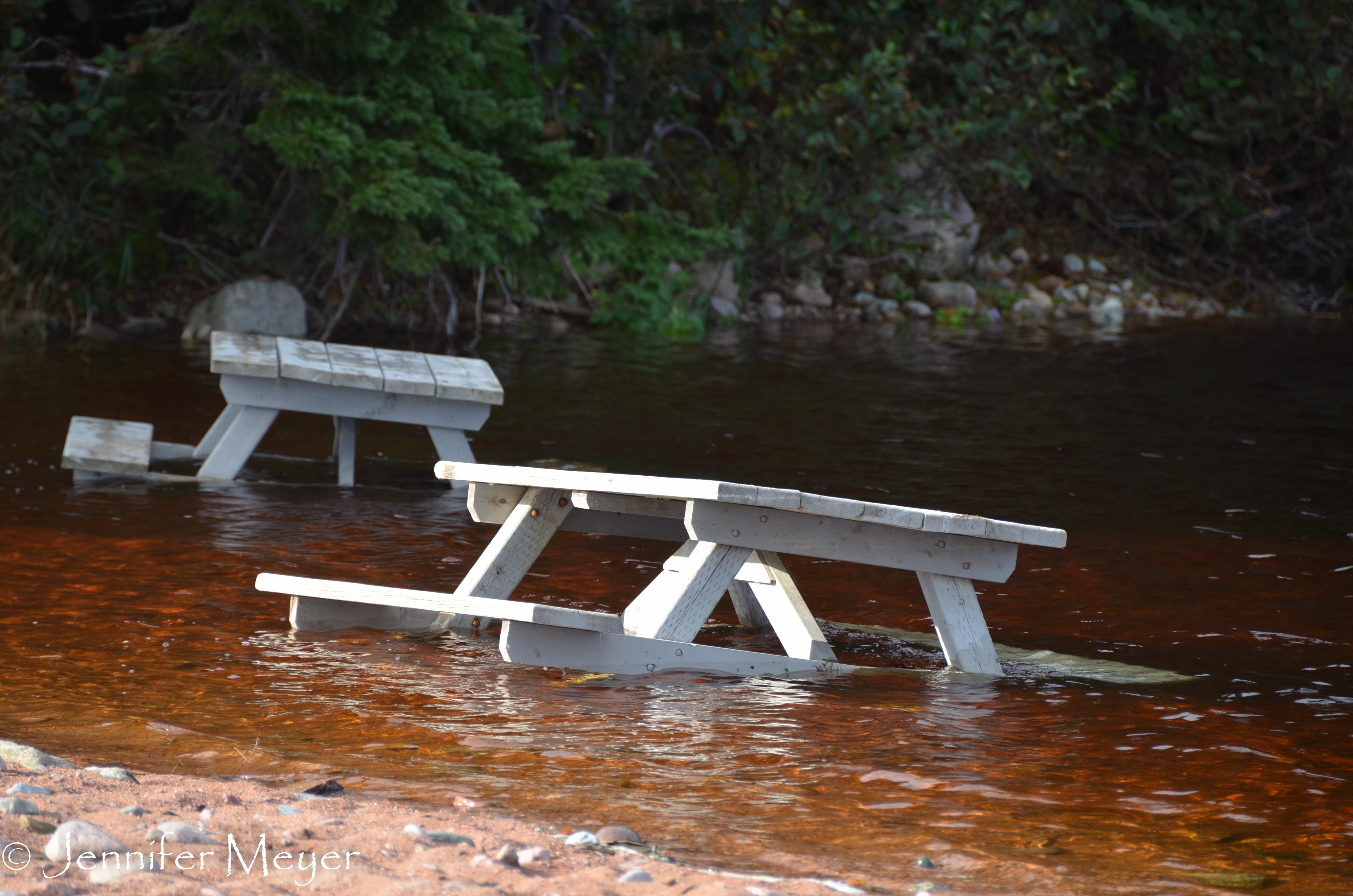 Tables at high tide.