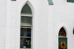 Lobster traps decorate the entrance.