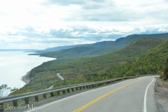 Back down the steep, curvy road toward Baddeck.