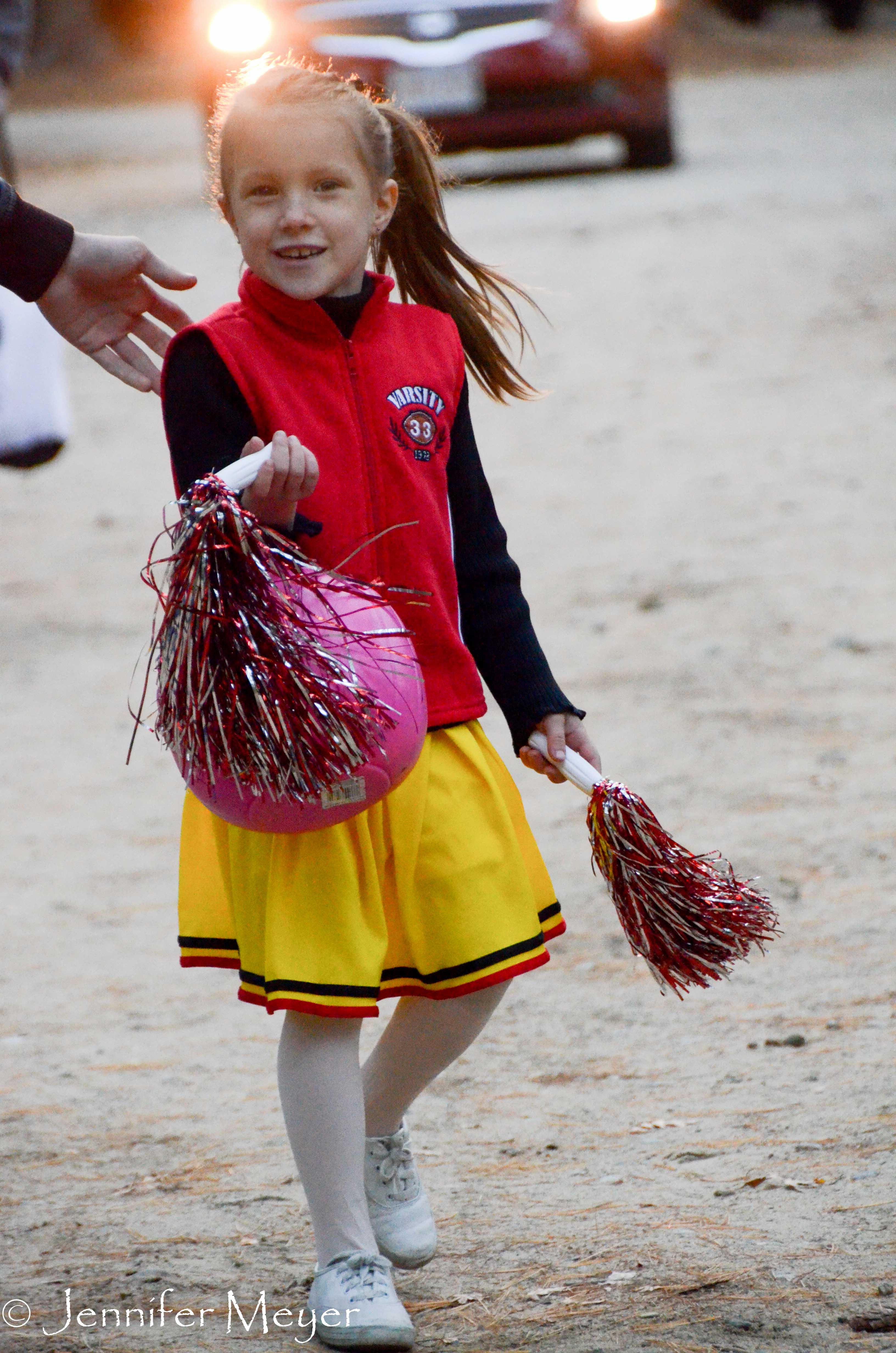 Cute little cheerleader.