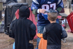 At 4:00, the trick-or-treating began.