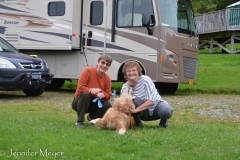 Trying to pose with Bailey and Gypsy.