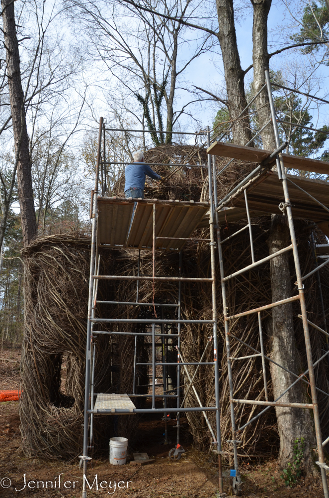 Patrick Dougherty has been building these "stick houses" all around the world.