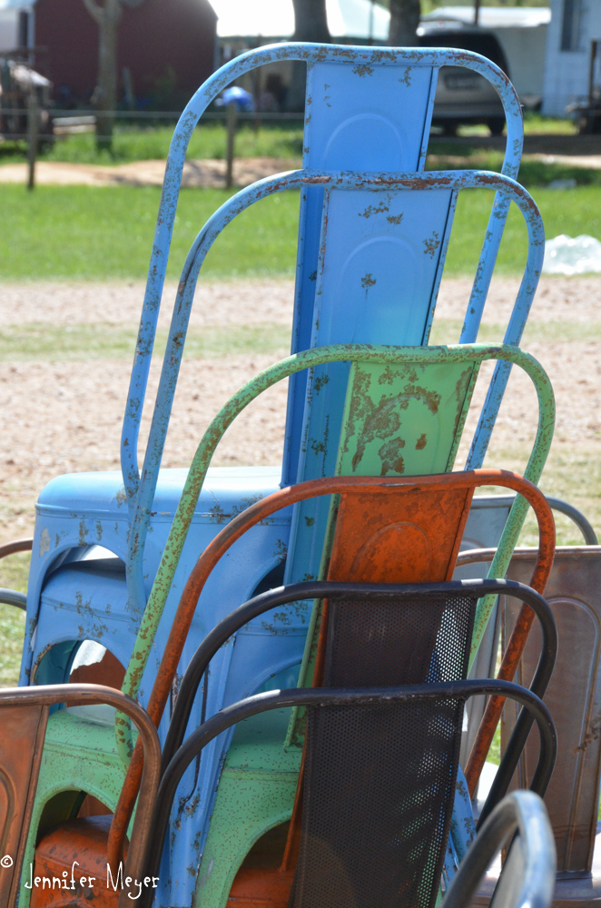 Old metal chairs.