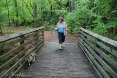 Crossing a bridge.