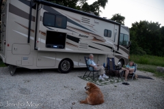 Hanging out after dinner, listening to hillbilly music on the radio.