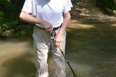 Dad started to make his way across.