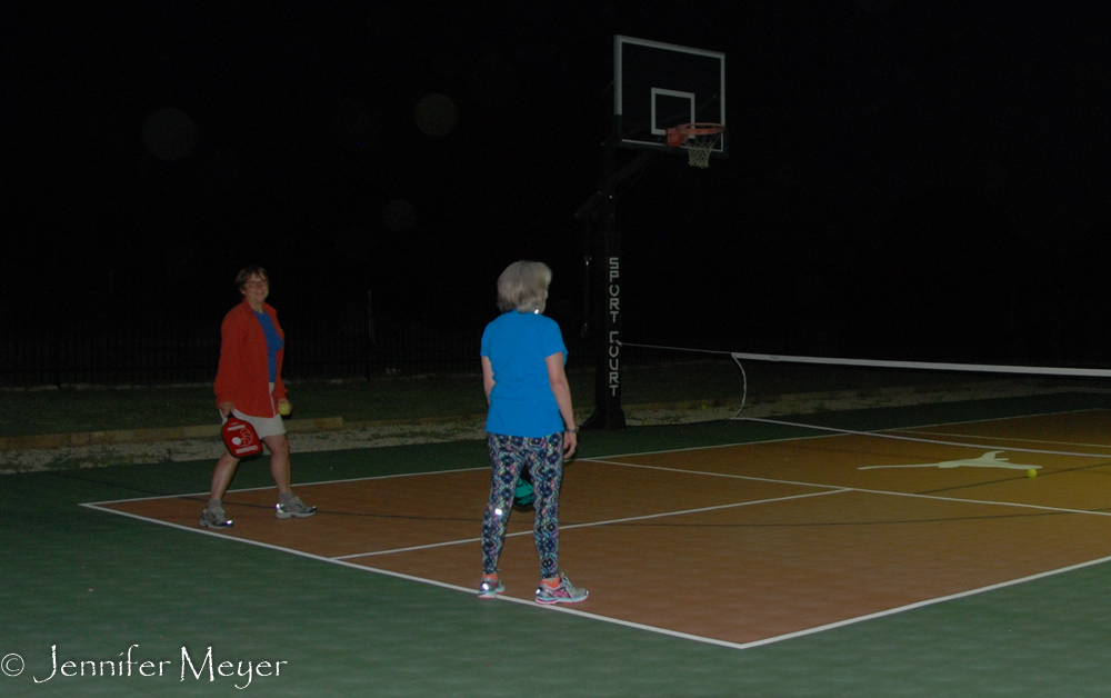 After dinner, we played pickle ball.