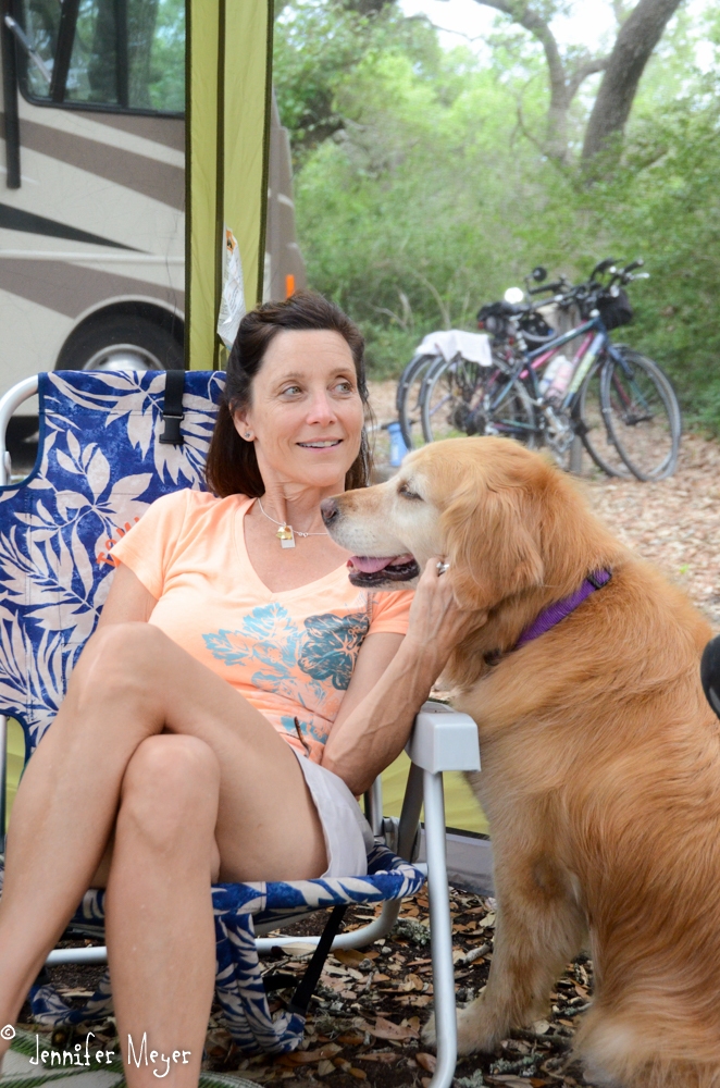 Bailey gets some pets from Beth.