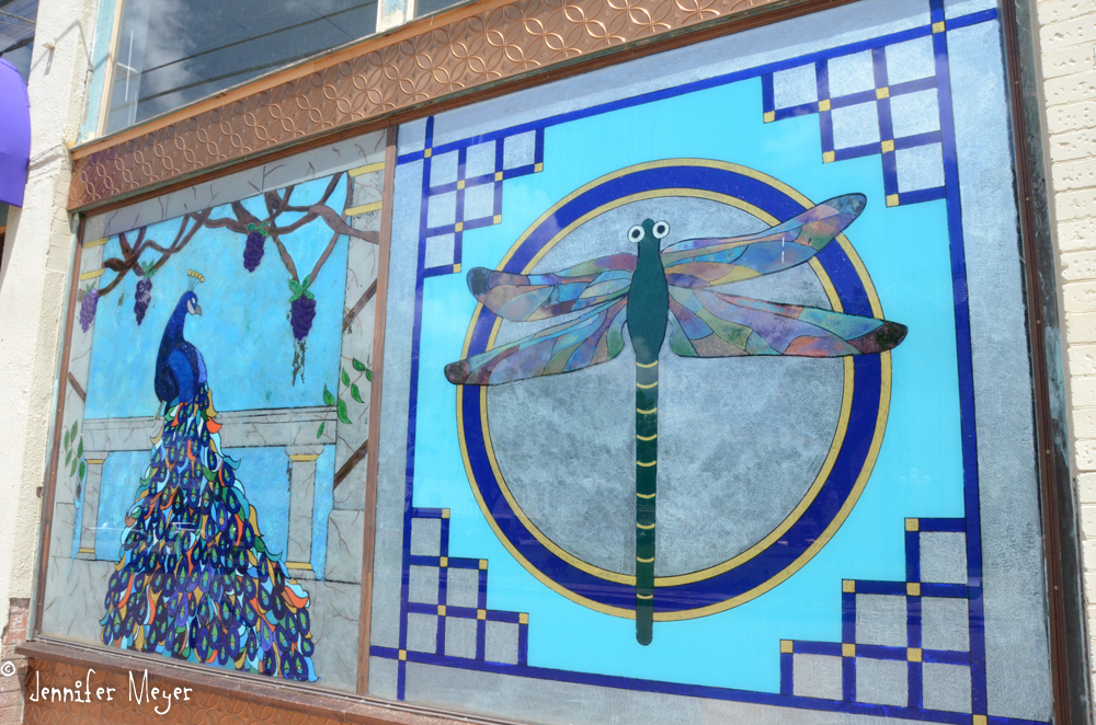 One bright window painting on the square.