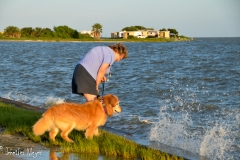 The splashes kind of scared Bailey.