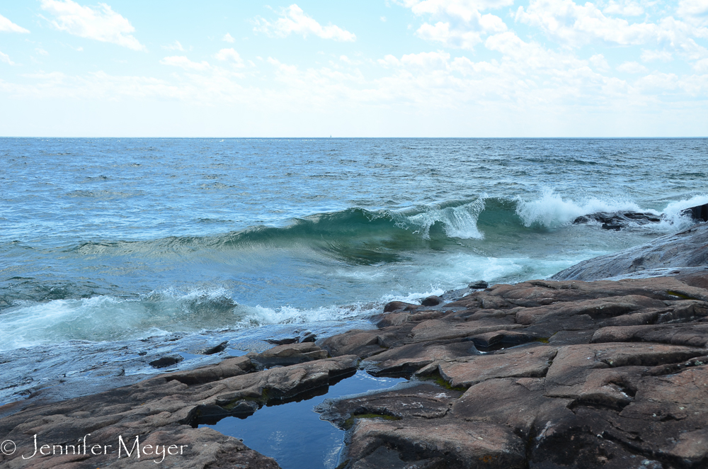 Waves crashing.