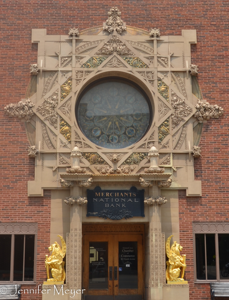The bank was designed by Louis Sullivan (Wright's mentor) in 1914.