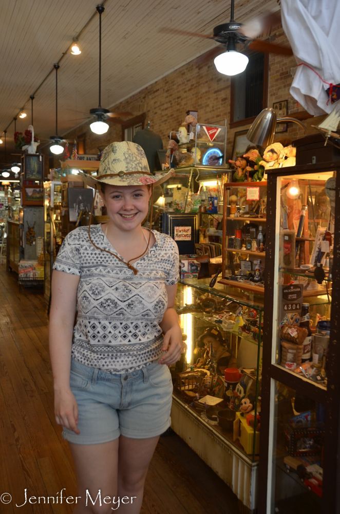 Aly found herself a cowboy hat.