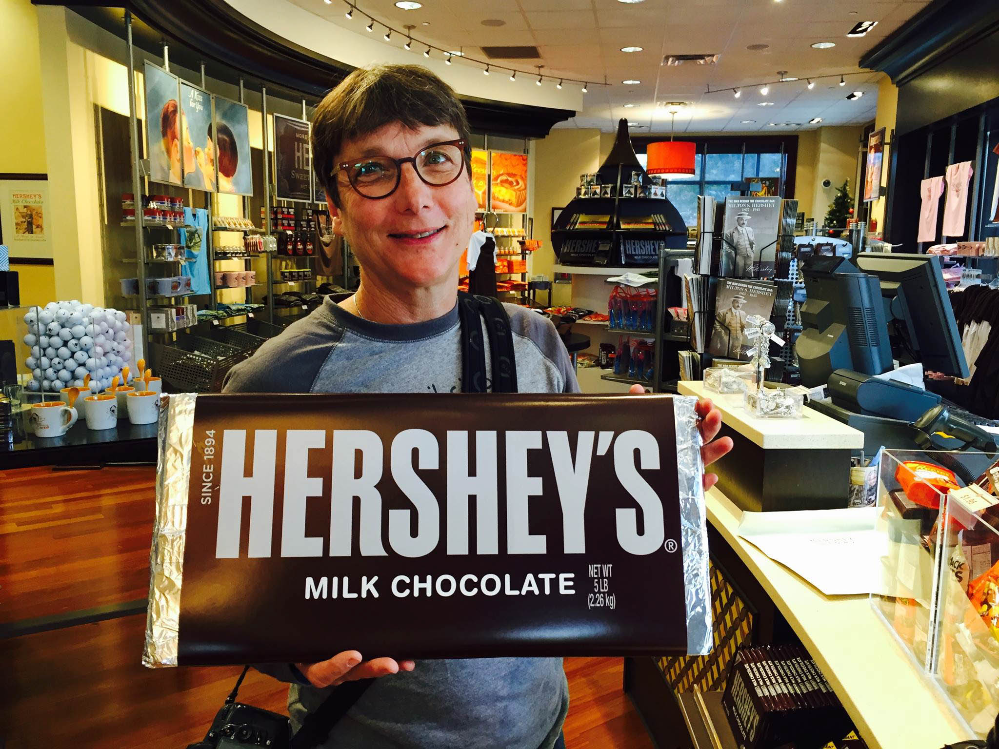 A giant Hershey bar in the gift shop.
