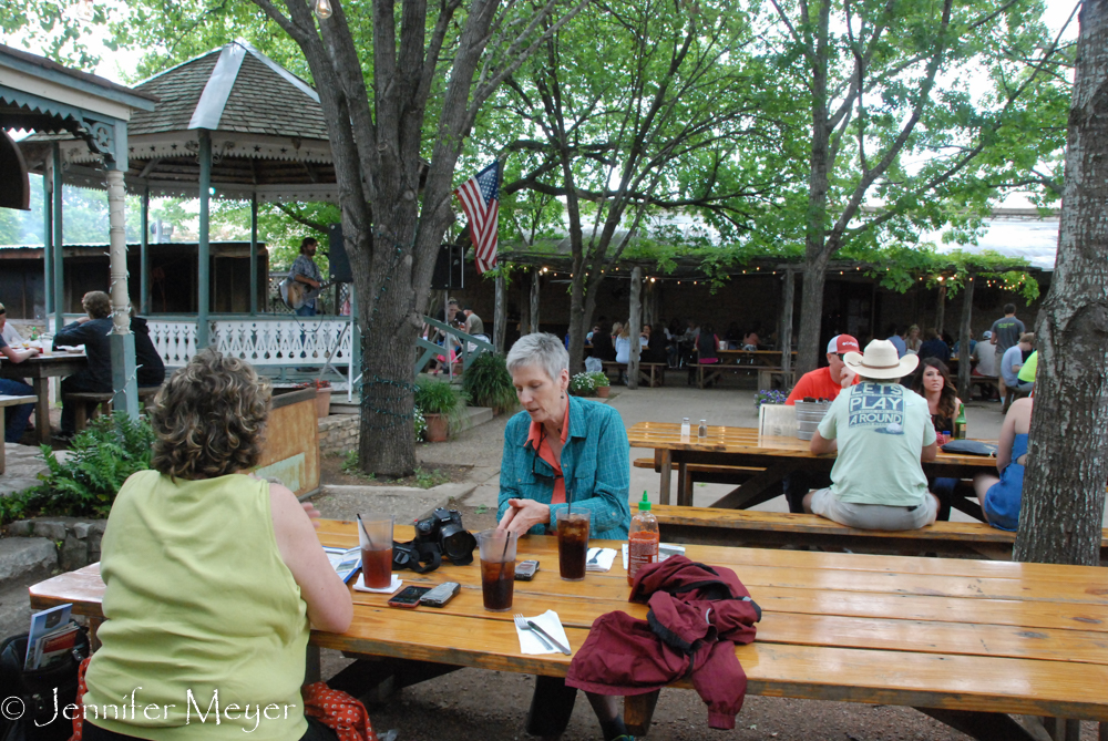 We ate in the courtyard.