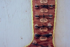 Display of various types of barbed wire.