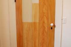 The doors were painted to look like wood grain.