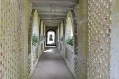 The entrance is a long covered walkway.