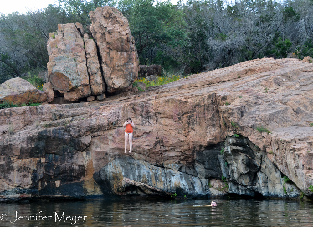 The thing to do at Inks Lake, if you're young.