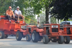 A tractor-drawn wagon.