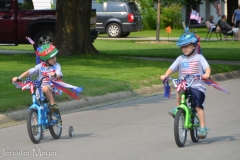 Decked out in red, white, and blue.