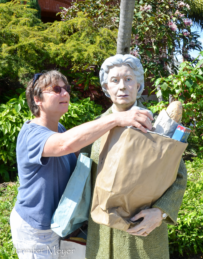 I check out the lady's grocery bag.