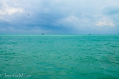 Sea so green; sky so blue.