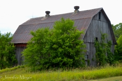 Barn with a rusty tin roof.