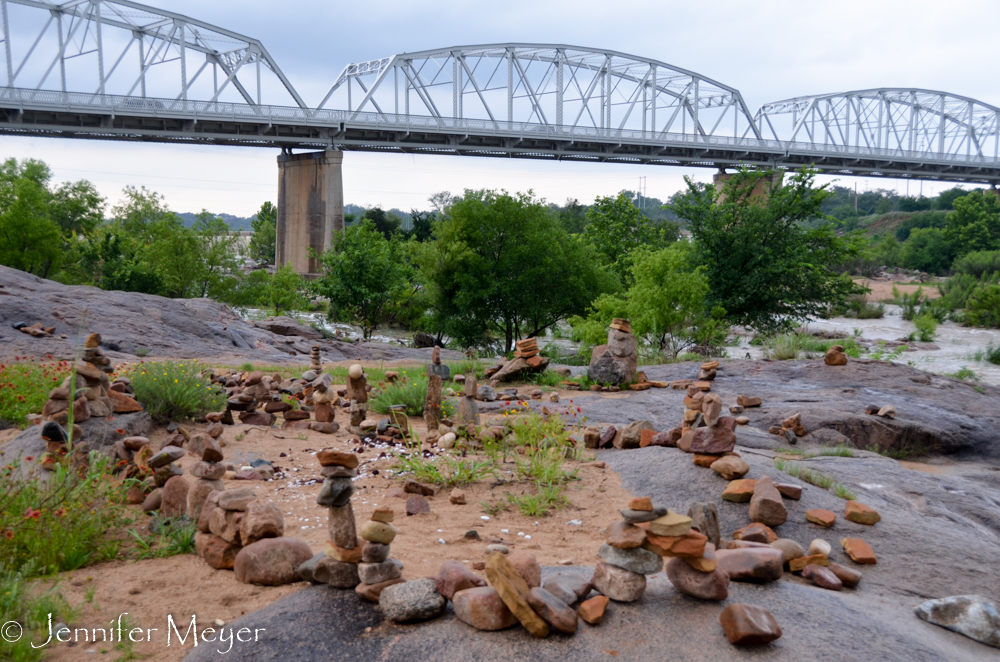 Rock stack creations down by the Llano River.