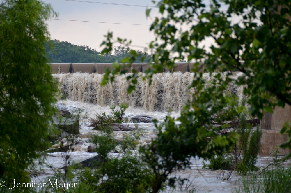 Water was really pouring out from the dam.