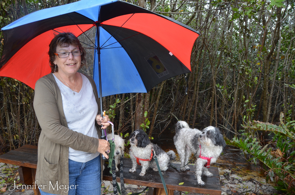 Kathy and her pups.