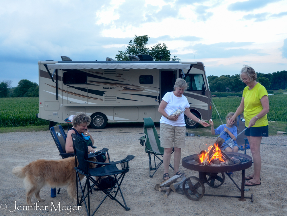 That night, Joanne built a campfire.