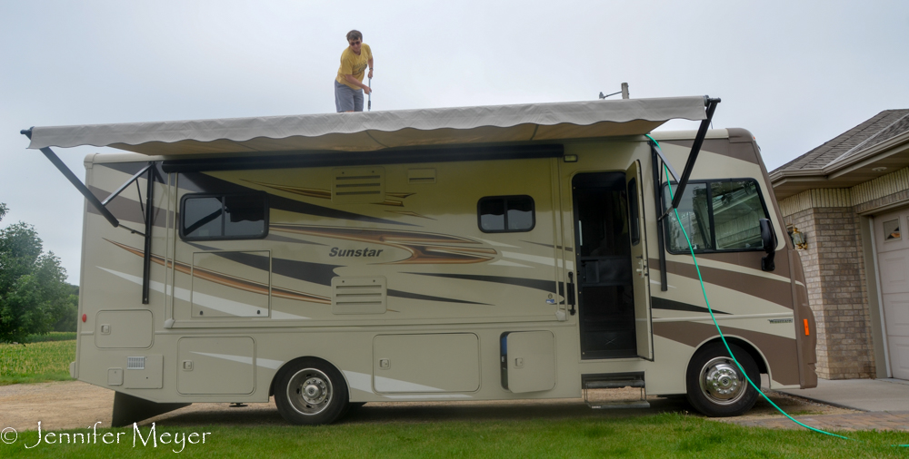 Before we left, I tried to scrub off the awning.