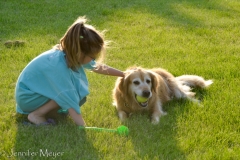 Maddie threw the ball for her.