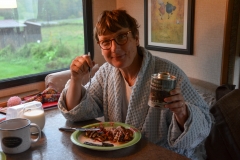 The next morning we had pancakes with our Bragg's Farm syrup.