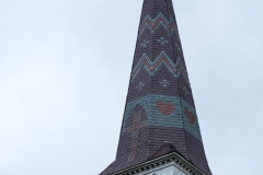 Lots of steeples. Liked the shingles on this one.