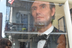 This giant Lincoln bust was in a a gallery window.