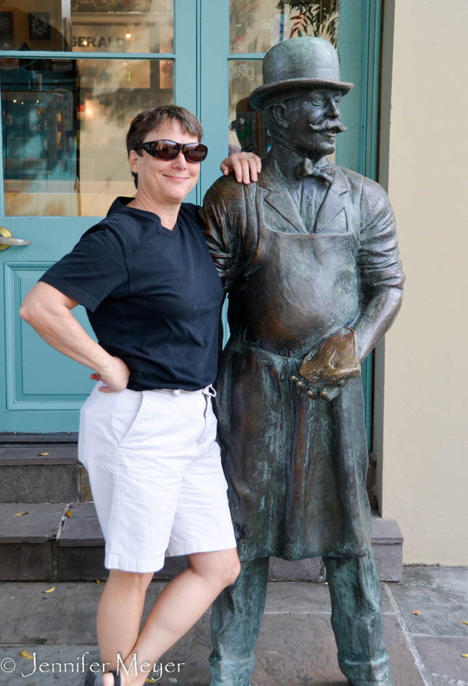 Me, posing by a butcher.