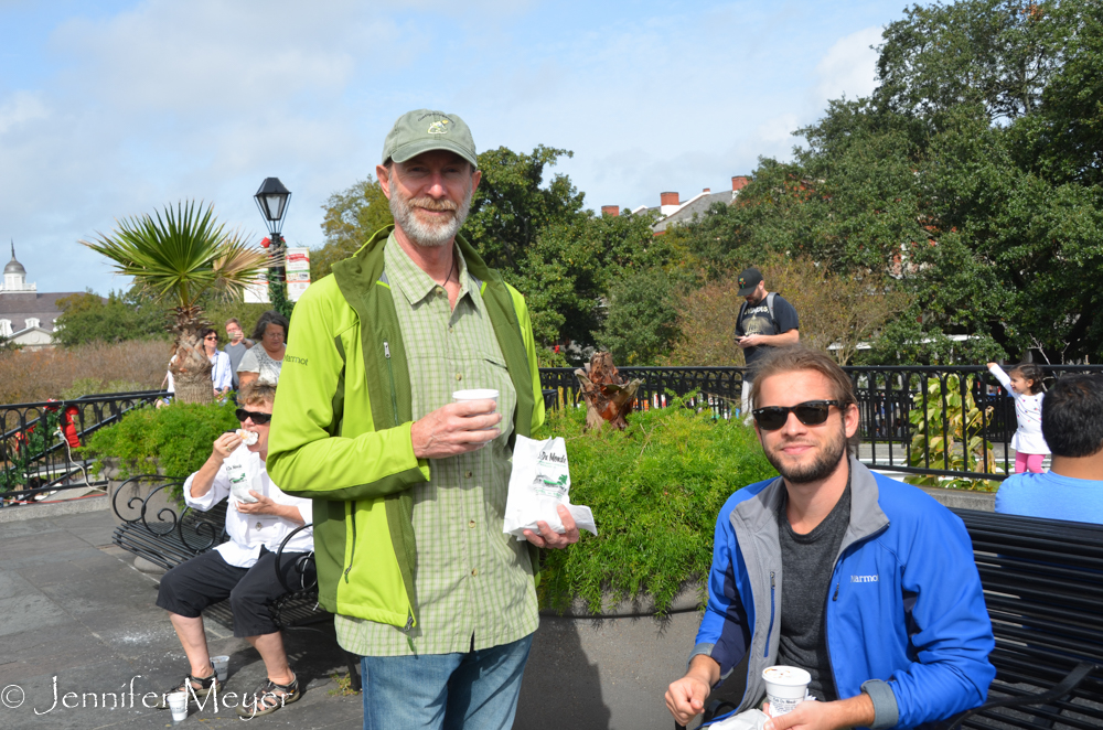 We took our order to a plaza.