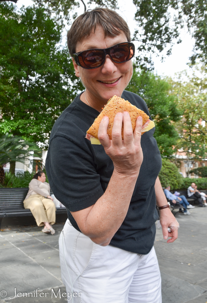 It's a giant sandwich cut into quarters.