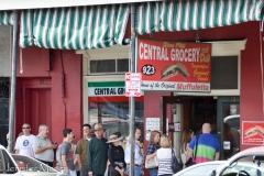 We waited in line at this market for a famed Muffuletta.